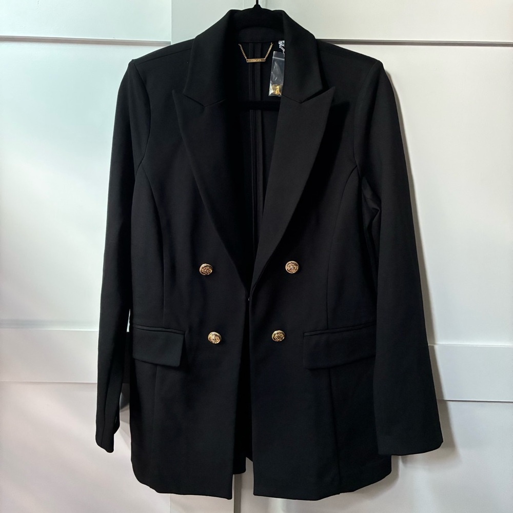 Chico's Black Tailored Blazer Double-Breasted Suit Jacket